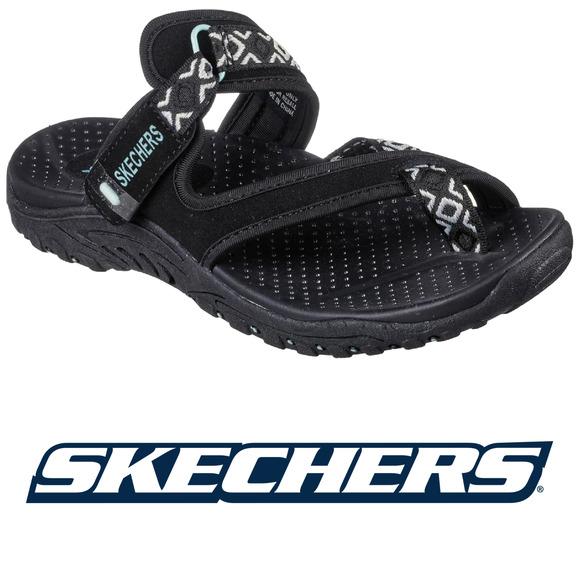 Skechers Reggae Trailway Black Sport Sandals Women's Sz 8 40798 - Picture 1 of 11